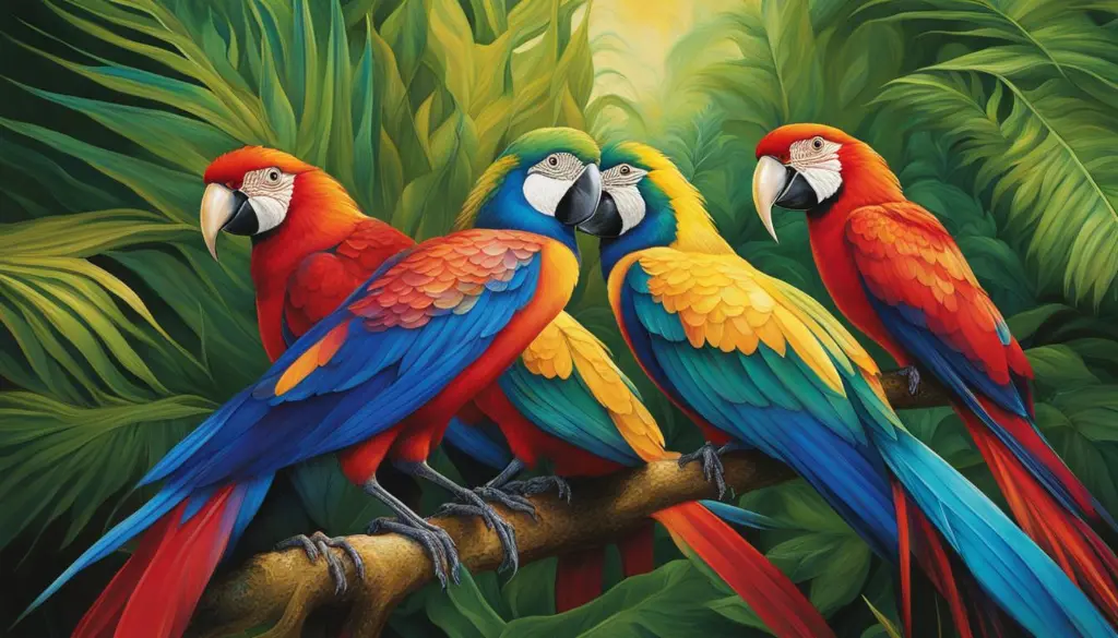 mundo de aves multicolores