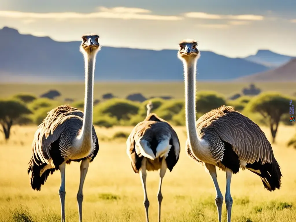 ostriches grazing