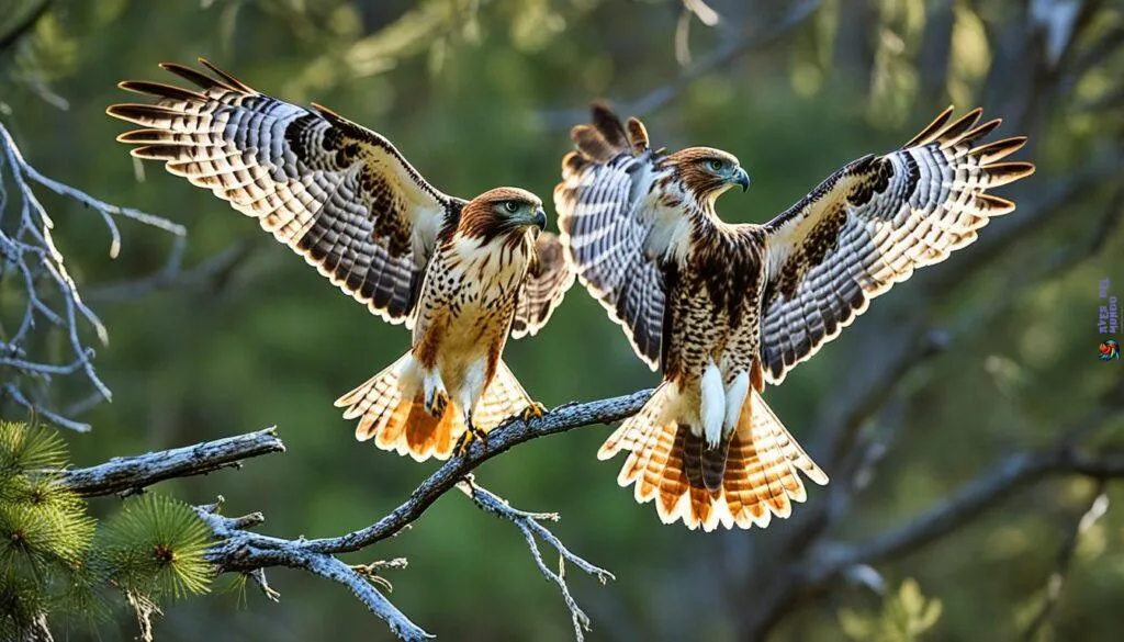 Red-tailed hawk mating behavior