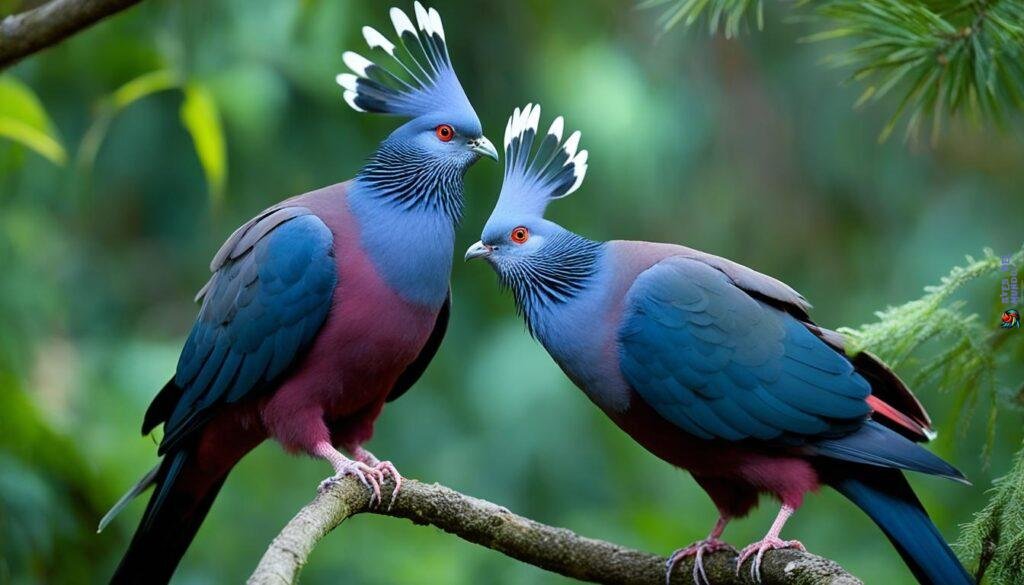 Victoria crowned pigeon courtship behavior