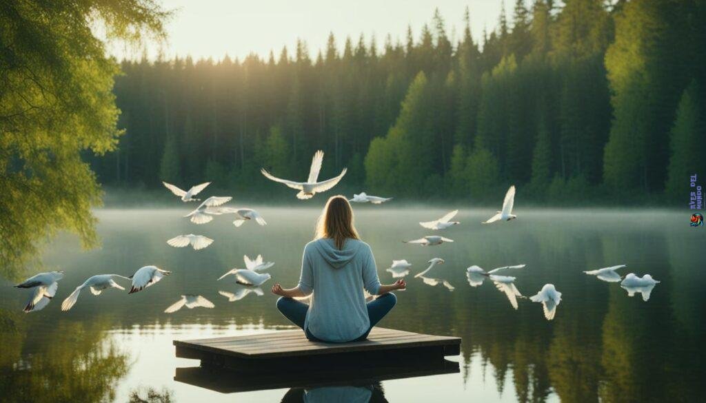 meditation with white birds image