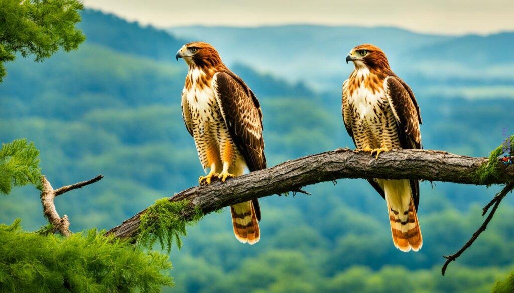 red-tailed hawks defending their territories