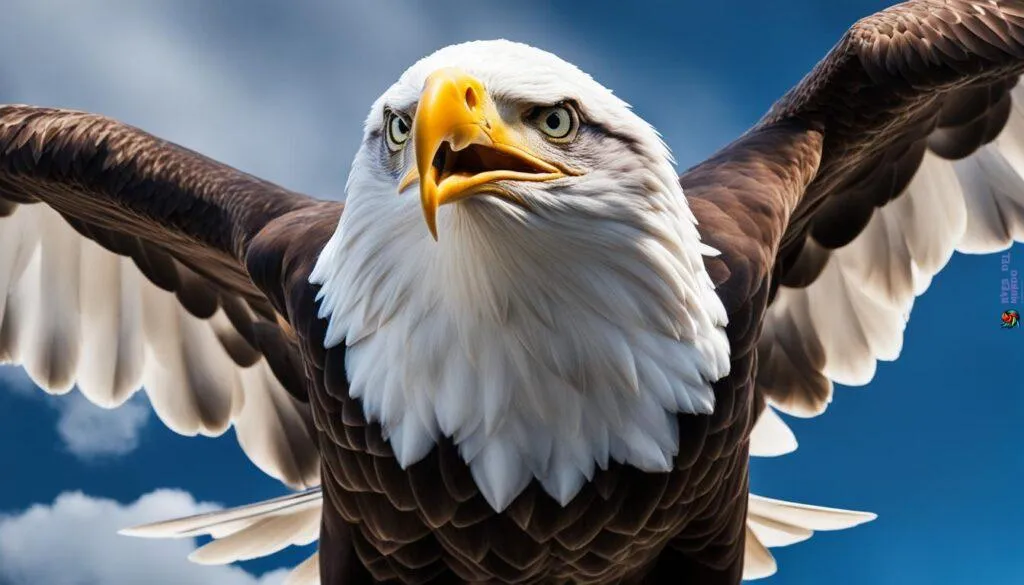 White-headed bald eagle in flight