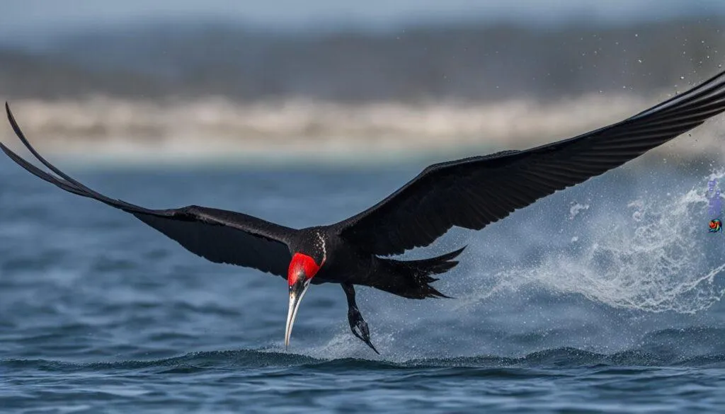frigate bird stealing food frigate bird stealing food