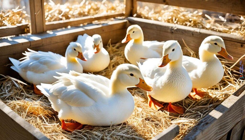 Pekin Ducks Laying Eggs