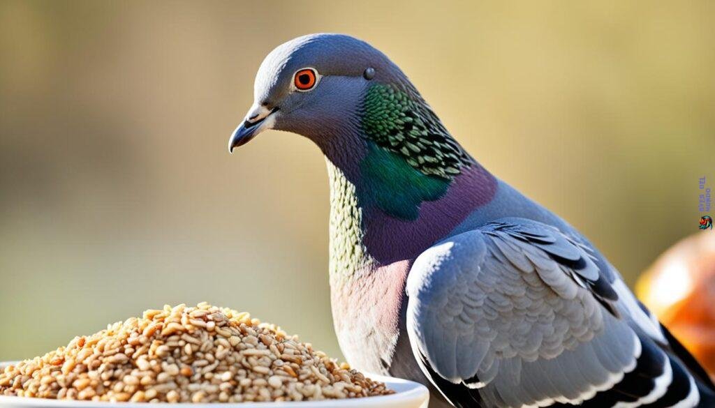 Pigeon Enjoying Healthy Grains