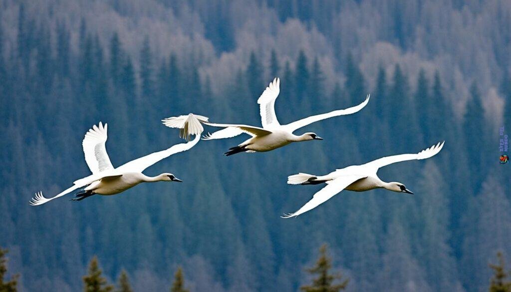 Trumpeter Swans in migration