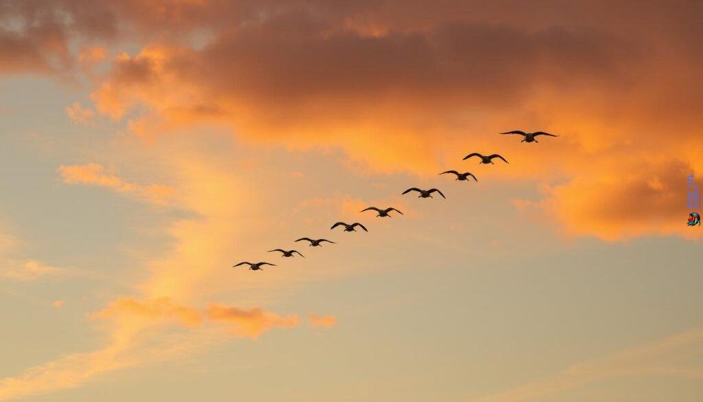 V-formation of birds