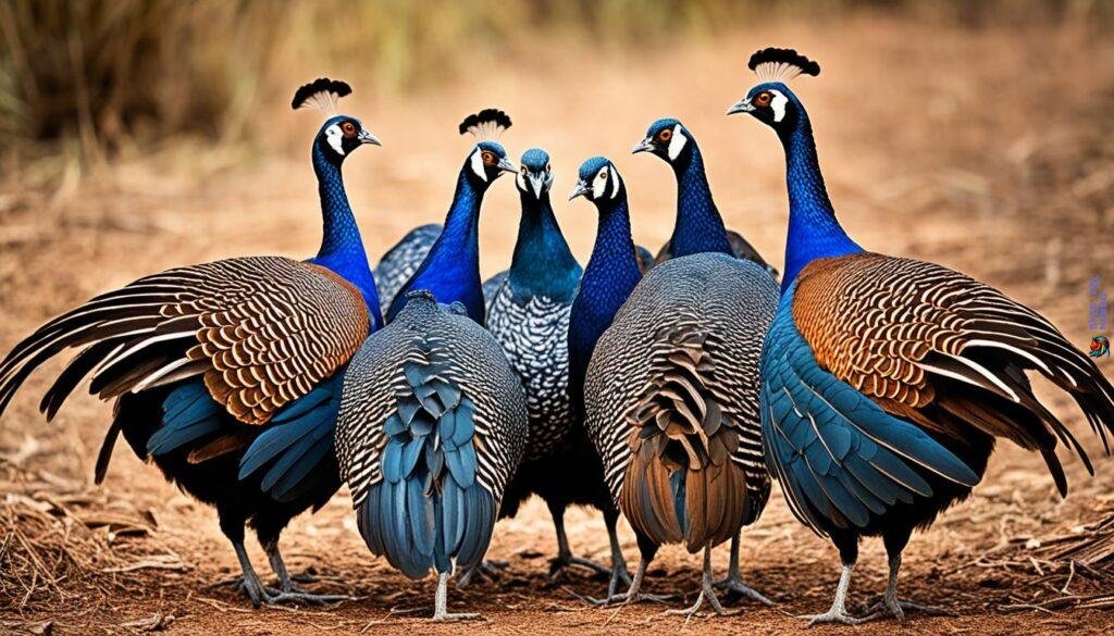 Vulturine Guineafowl in its social group