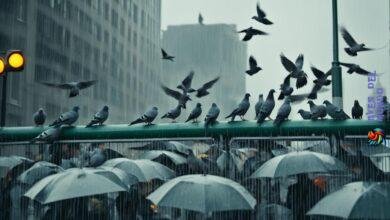 Where do pigeons sleep when it rains?
